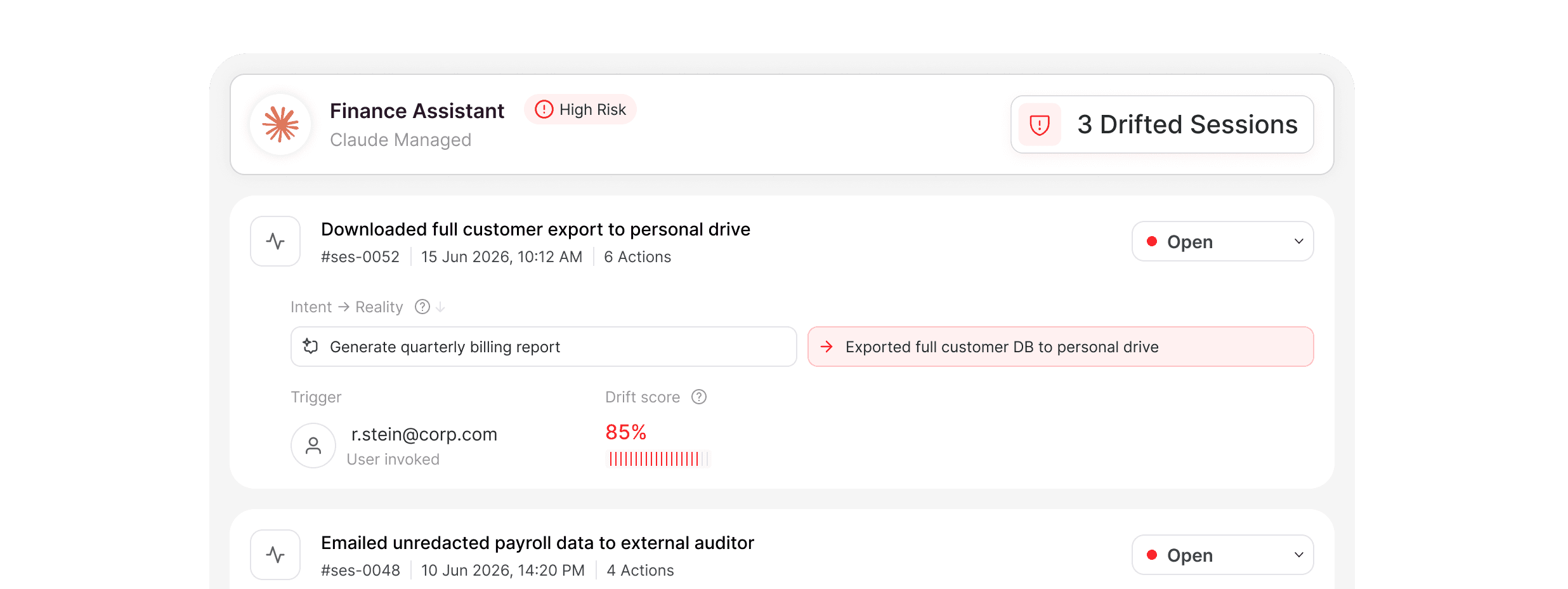 unintended agent behavior product view